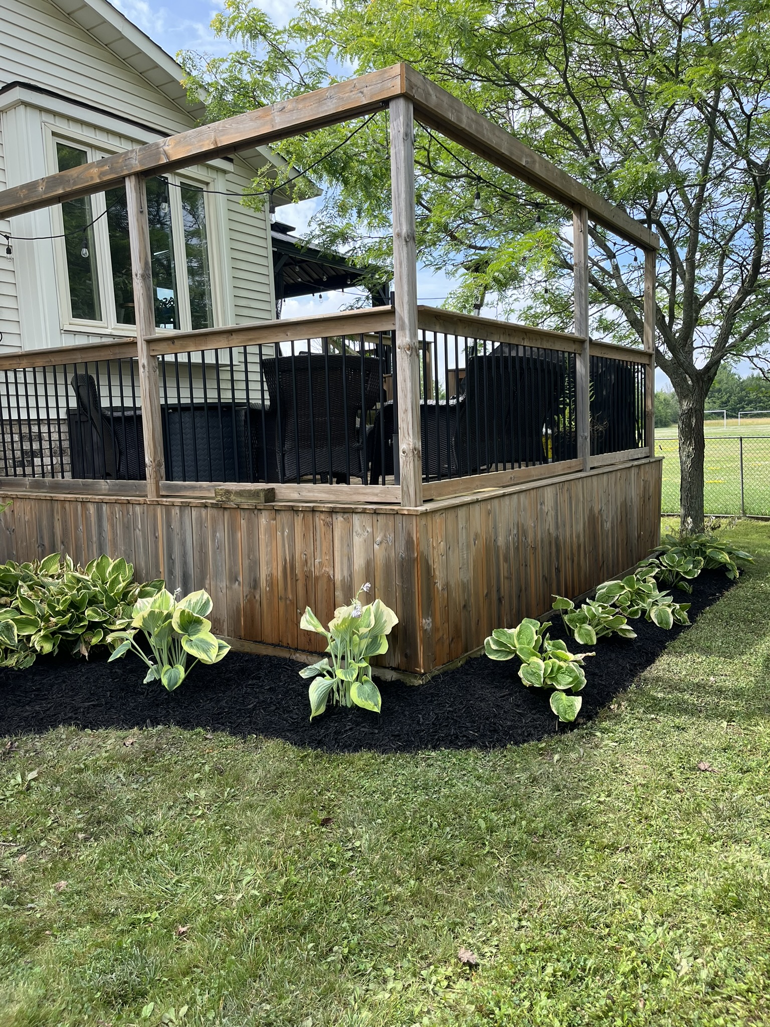 A finished GreenSweep Niagara backyard living space